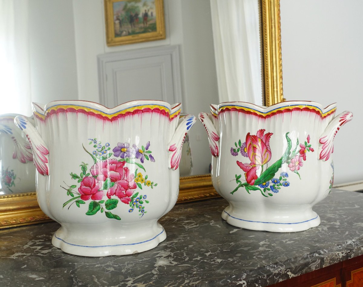 Lunéville - Pair Of Large Champagne Buckets Or Giant Earthenware Planters - 19th Century-photo-2