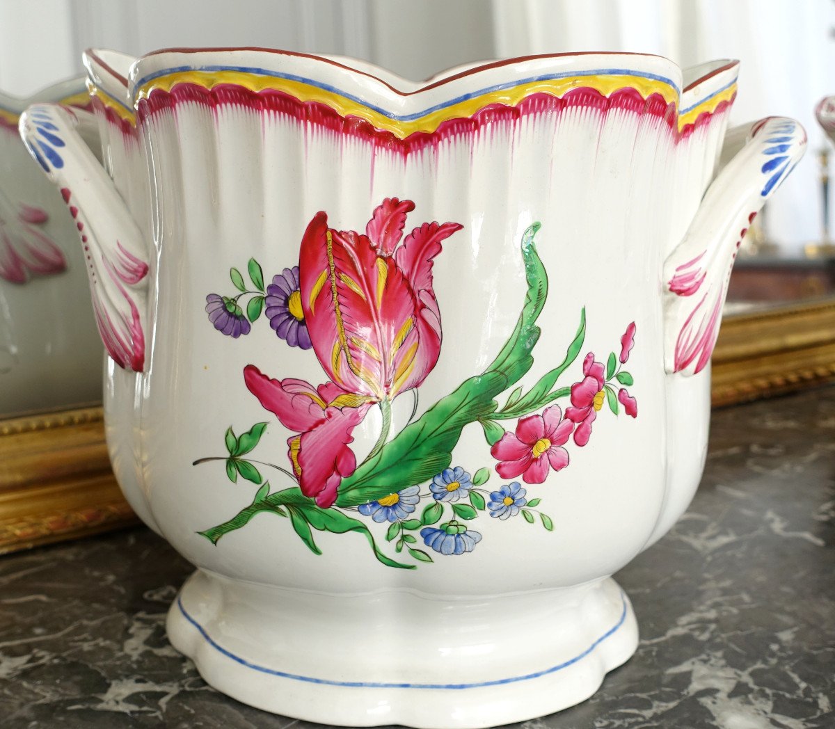 Lunéville - Pair Of Large Champagne Buckets Or Giant Earthenware Planters - 19th Century-photo-4