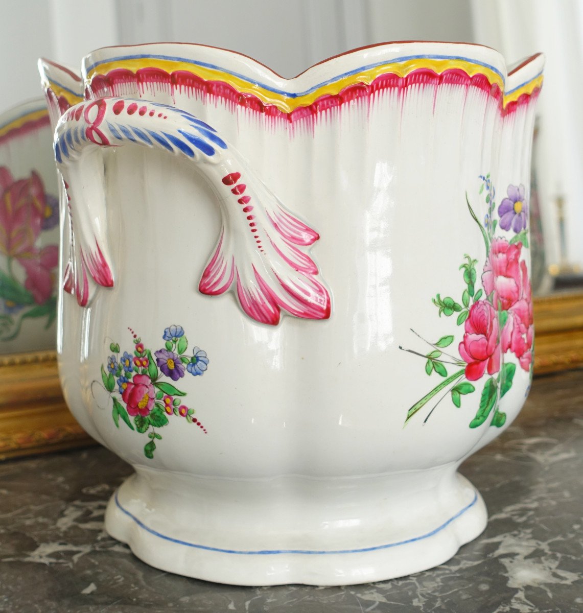 Lunéville - Pair Of Large Champagne Buckets Or Giant Earthenware Planters - 19th Century-photo-1