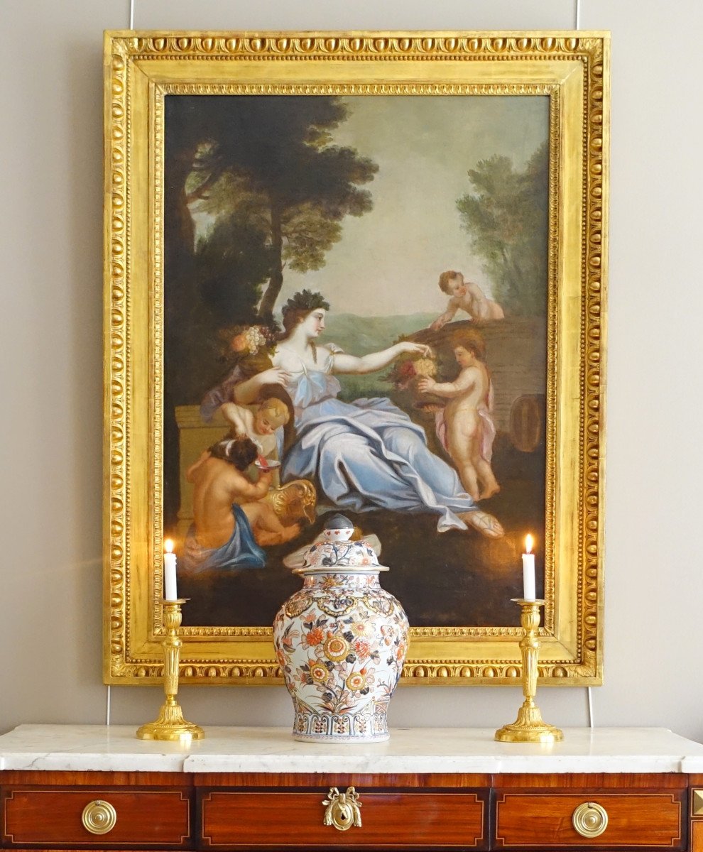 18th Century French School Neo Classical Bacchanal Scene - Large Oil On Canvas 111x144cm