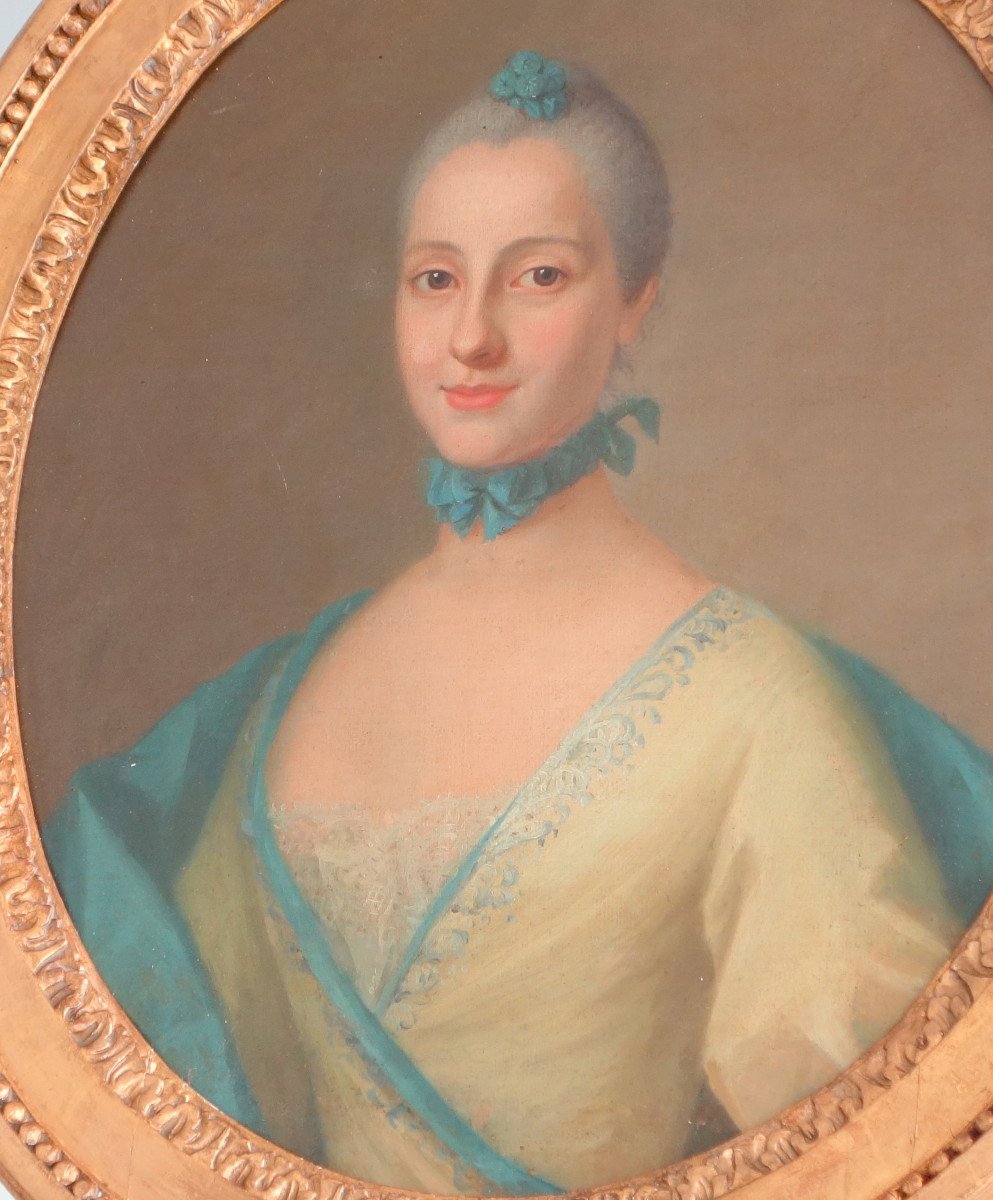 Ecole Française Du 18e Siècle, Portrait d'Aristocrate d'époque Louis XV-photo-4