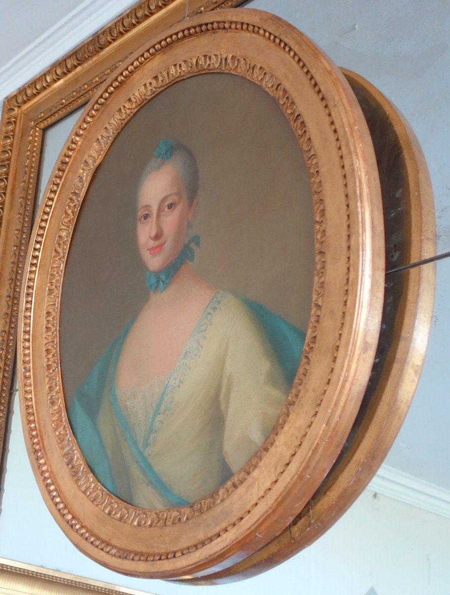Ecole Française Du 18e Siècle, Portrait d'Aristocrate d'époque Louis XV-photo-3
