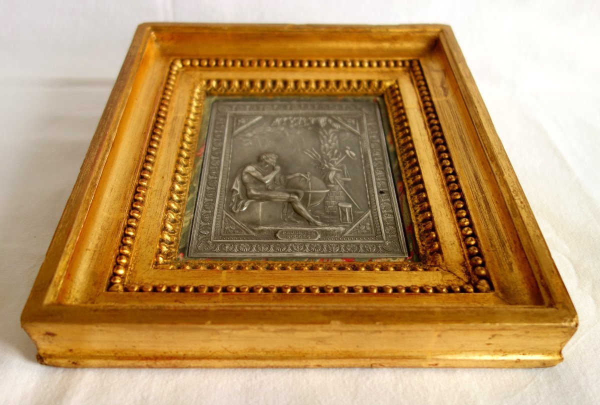Pierre-joseph Lorthior, Miniature On Pewter From The Empire Period - Signed And Dated 1805 - 20x22cm -photo-1