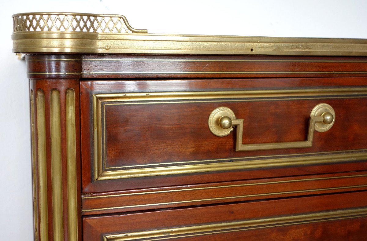 Commode d'officier Louis XVI Directoire En Acajou Moucheté, Dans Le Goût De Molitor, fin XVIIIe-photo-2