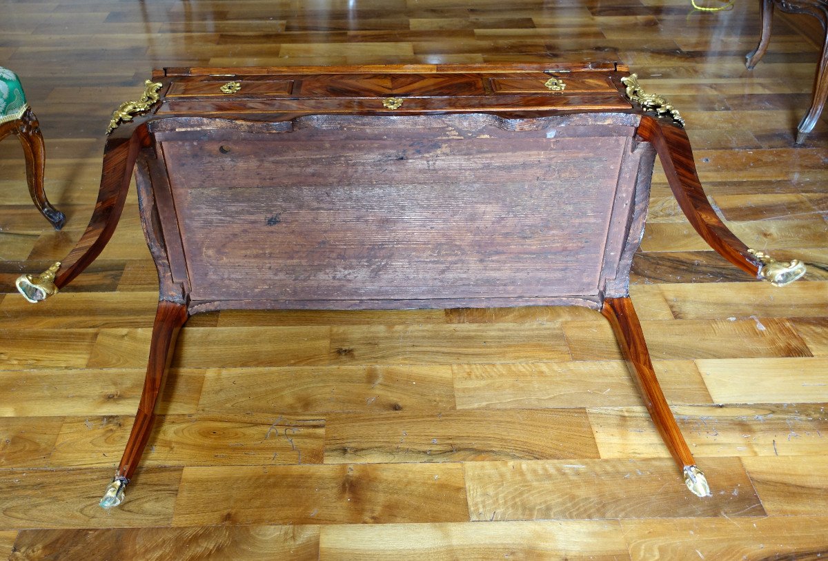 Léonard Boudin - Bureau Dos d'âne d'époque Louis XV En Bois De Violette - Estampillé-photo-6