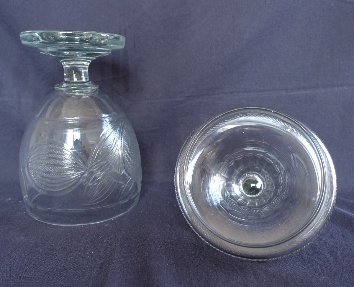 Large Empire Period Drageoir In Cut Glass From Le Creusot, 31cm-photo-4