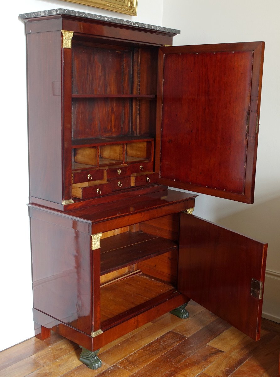 Meuble Cabinet Scriban d'époque Empire En Acajou-photo-3
