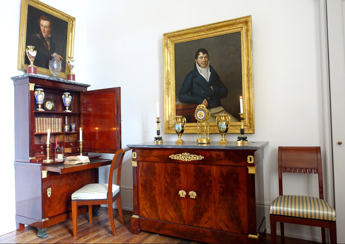 Meuble Cabinet Scriban d'époque Empire En Acajou-photo-7
