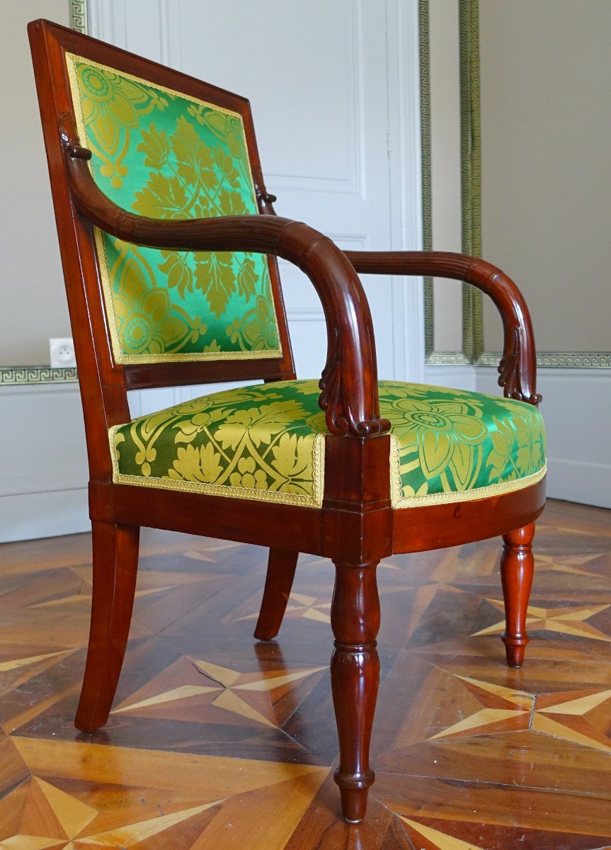 Jacob Desmalter - Pair Of Empire Mahogany Armchairs - Stamped And Labeled Chateau-photo-2