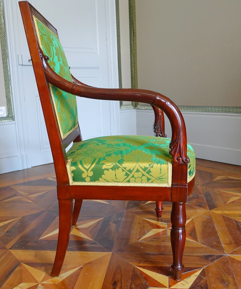 Jacob Desmalter - Pair Of Empire Mahogany Armchairs - Stamped And Labeled Chateau-photo-3