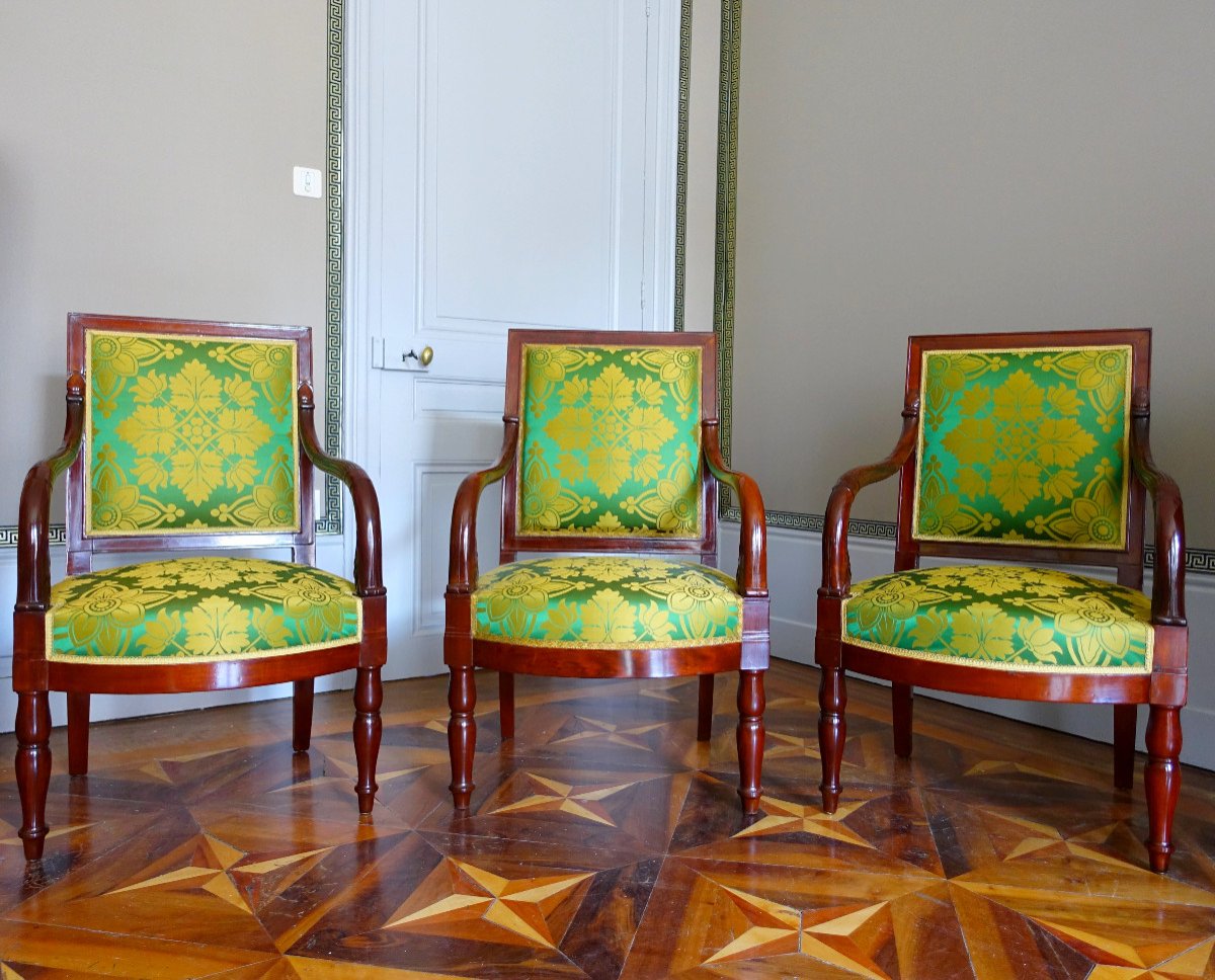 Jacob Desmalter - Pair Of Empire Mahogany Armchairs - Stamped And Labeled Chateau-photo-8