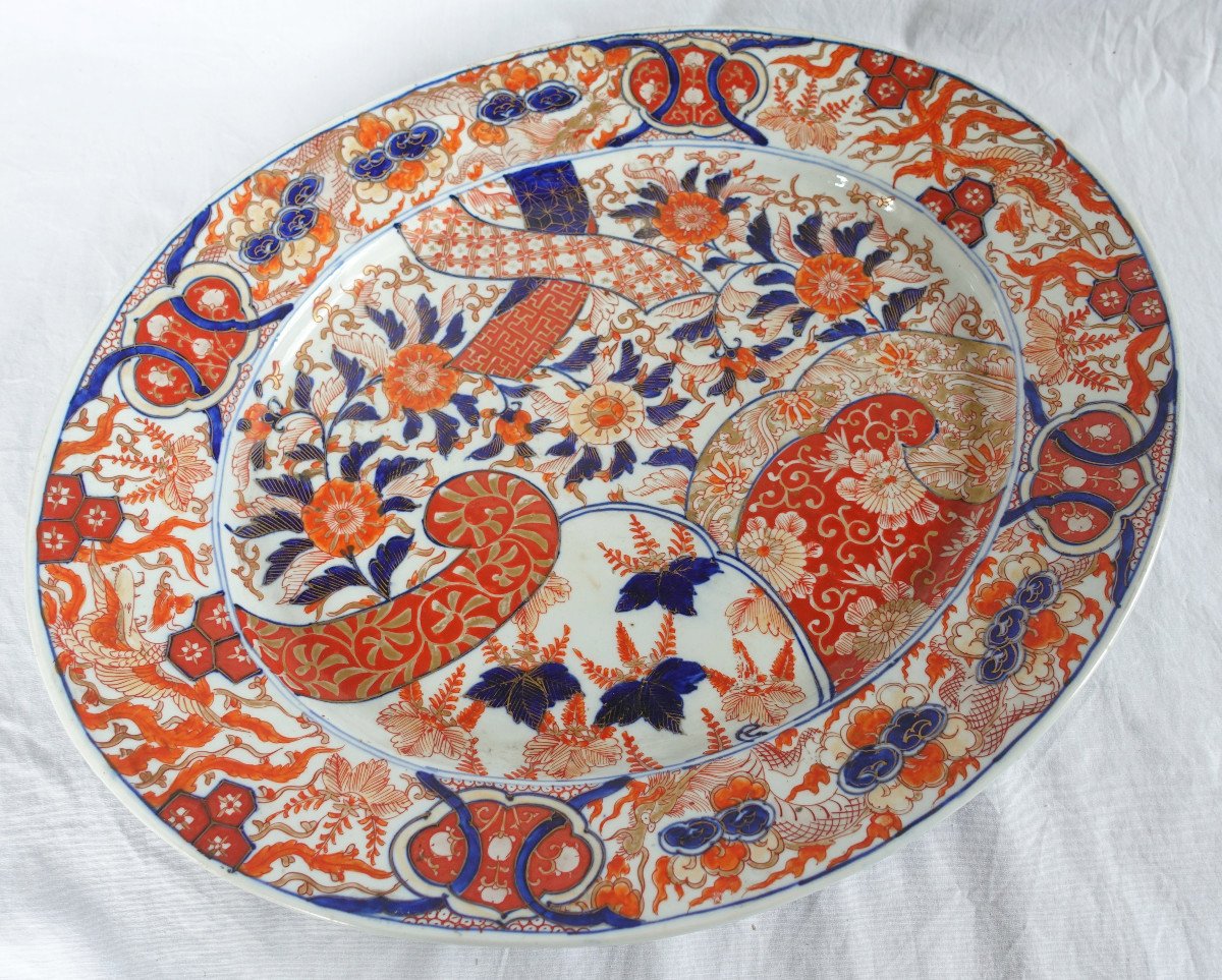 Japan - Edo Period, Large Porcelain Dish With Imari Decoration 44cm-photo-4