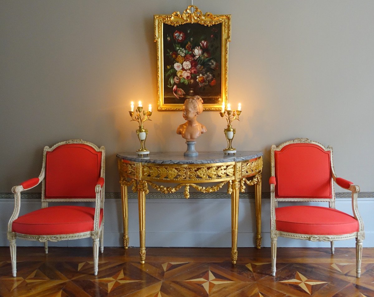 Ecole Française Du XIXe Siècle, Grande Nature Morte Aux Fleurs, Cadre Louis XVI 61cm X 82cm-photo-7