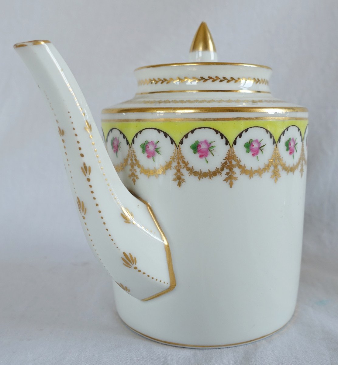 Manufacture Nast - Verseuse Theière Porcelaine De Paris Dorée à l'Or - époque Empire - Signée-photo-4