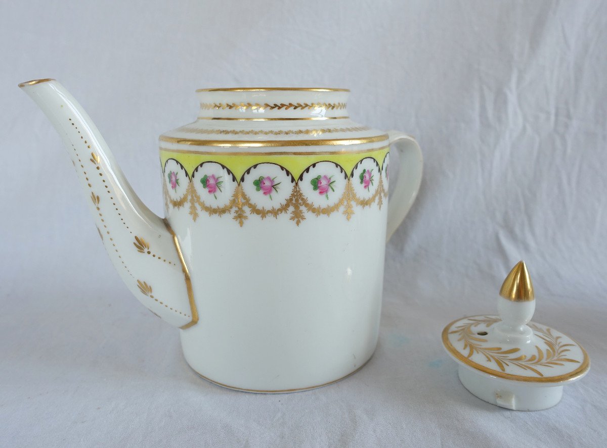 Manufacture Nast - Verseuse Theière Porcelaine De Paris Dorée à l'Or - époque Empire - Signée-photo-1