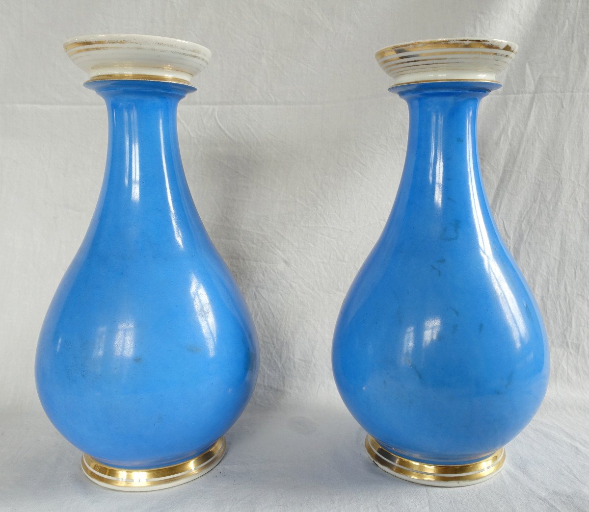 Pair Of Important Paris Porcelain Potiche Vases, Napoleon III Period - 33cm-photo-1