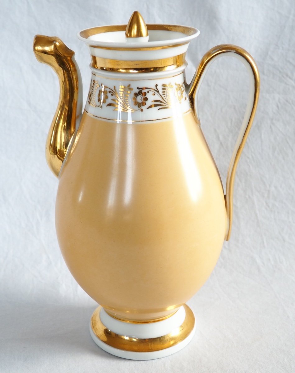 Grande Verseuse Empire En Porcelaine De Paris Mandarine Et Or époque XIXe Siècle