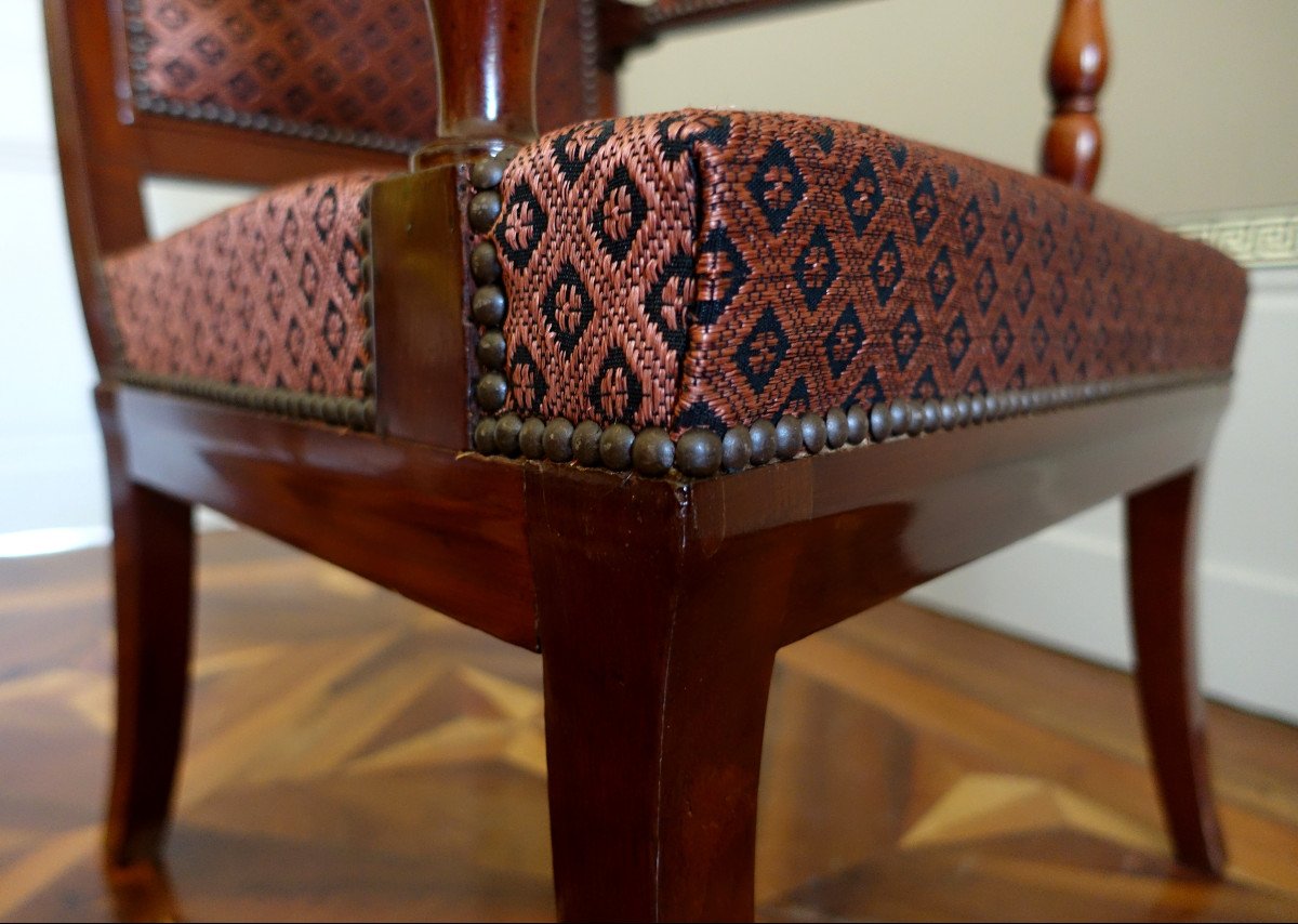 Jacob Desmalter - Fauteuil de bureau d'époque Empire Acajou - Estampillé -photo-1