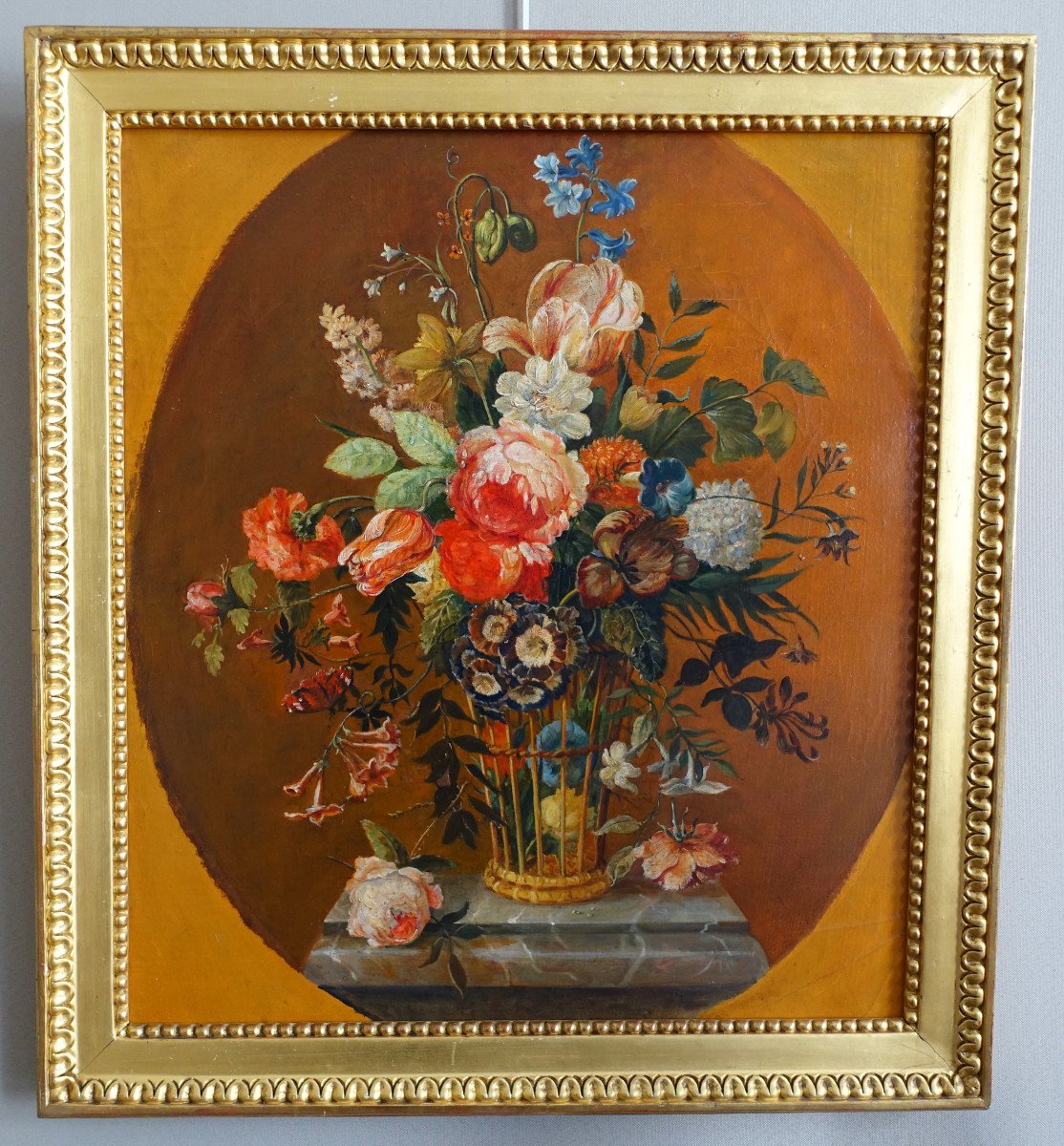 Ecole Française Du 18e,  Suiveur De Vallayer Coster Tableau De Fleurs, Huile Sur Toile 69x63cm-photo-8