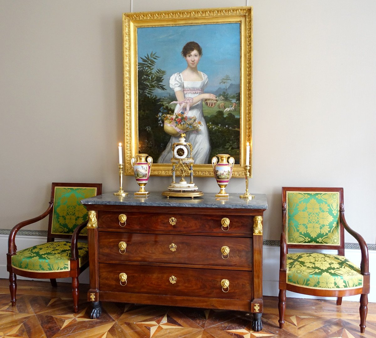 Large Portrait Of A Young Lady From The Empire Period - Allegory Of Fertility Hst 108x135cm-photo-8