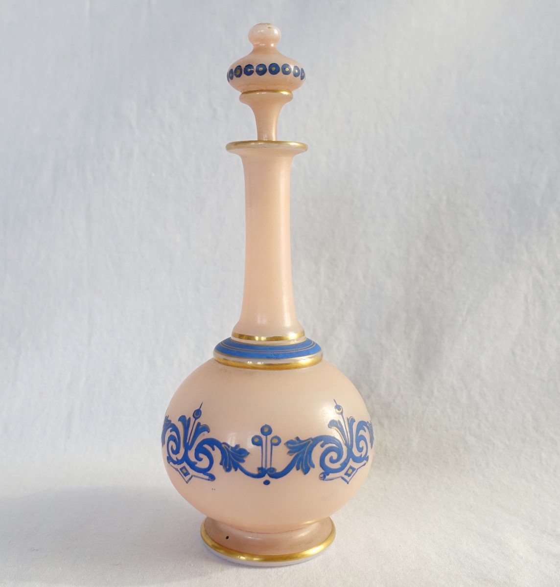 Baccarat - Painted Opaline Liquor Decanter - Paper Label, Circa 1880-photo-2