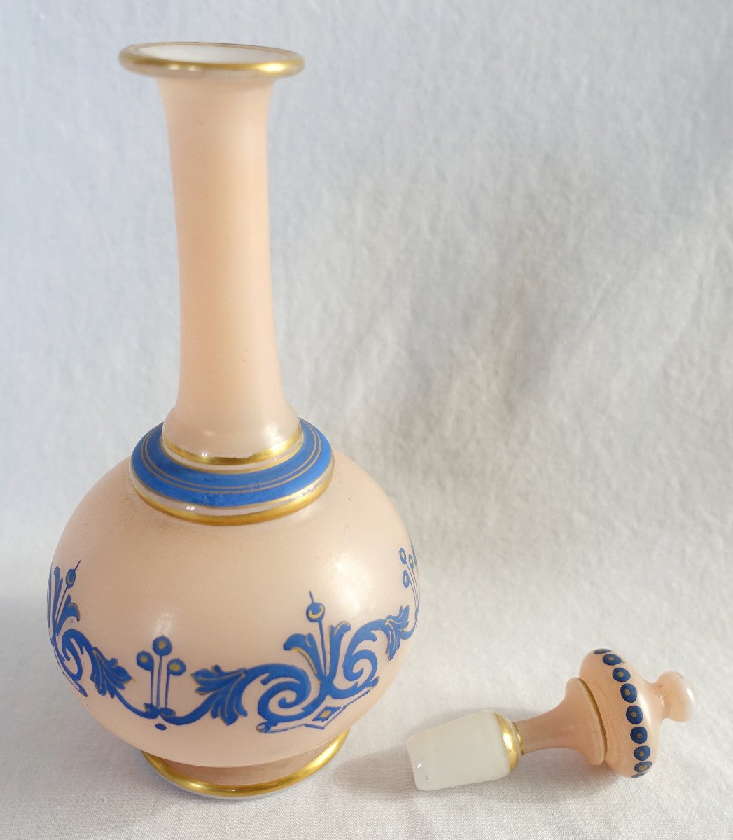 Baccarat - Painted Opaline Liquor Decanter - Paper Label, Circa 1880-photo-3