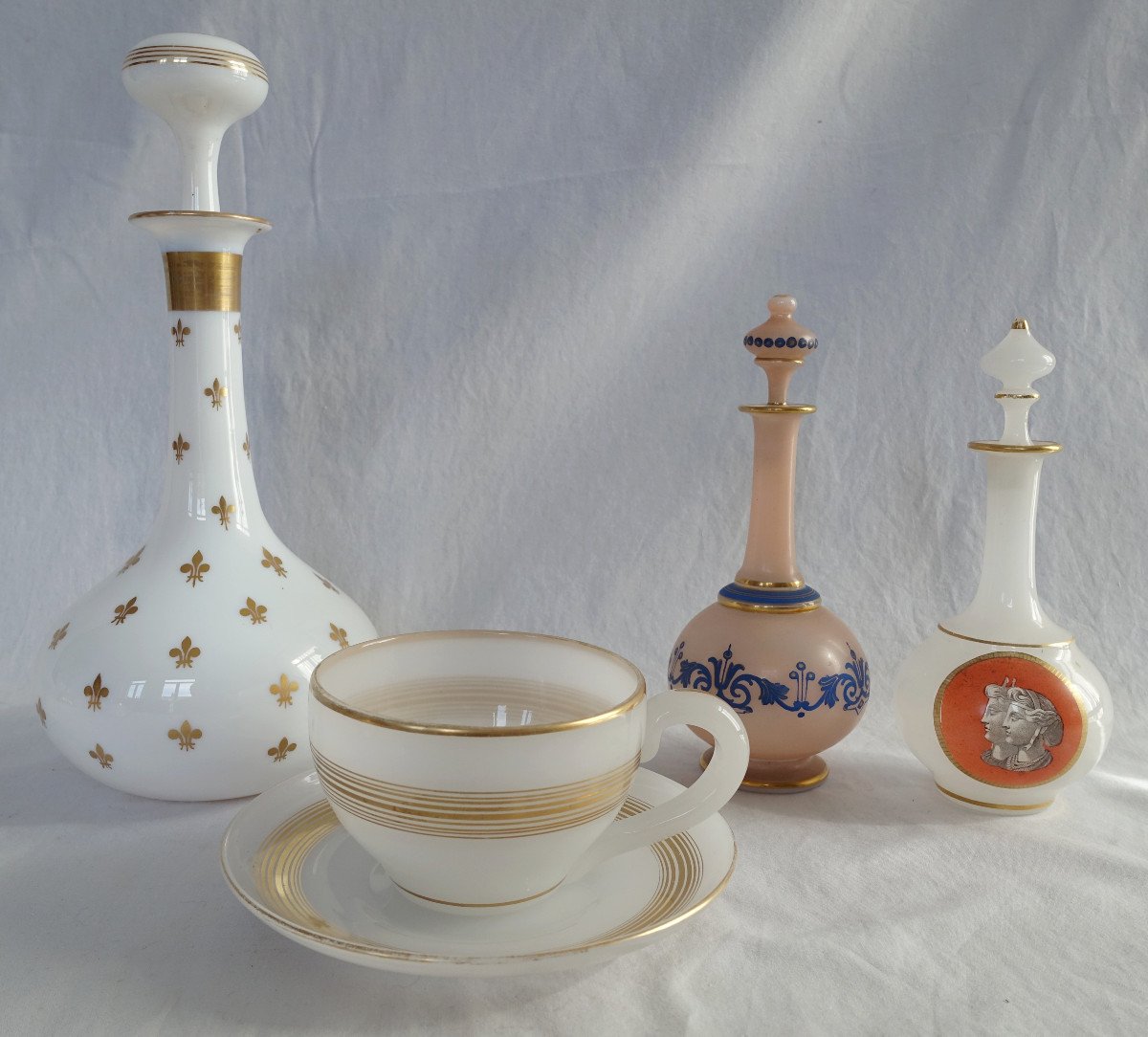 Baccarat - Painted Opaline Liquor Decanter - Paper Label, Circa 1880-photo-7