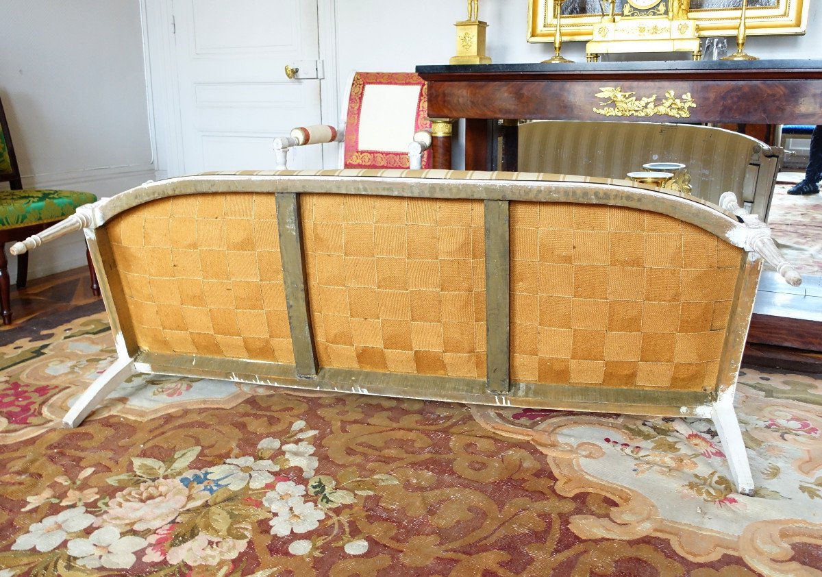 Directoire Period "clothes Throw" Sofa Upholstered In Lelièvre Silk - 170cm-photo-2