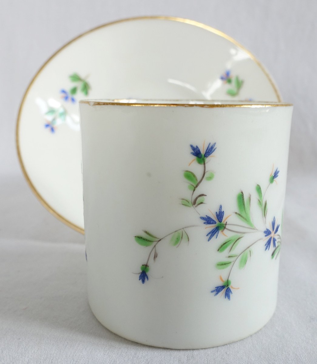 Litron Coffee Cup With Blue Cornflower Decor And Gold Trim - Paris Porcelain, Late 18th Early 19th-photo-2