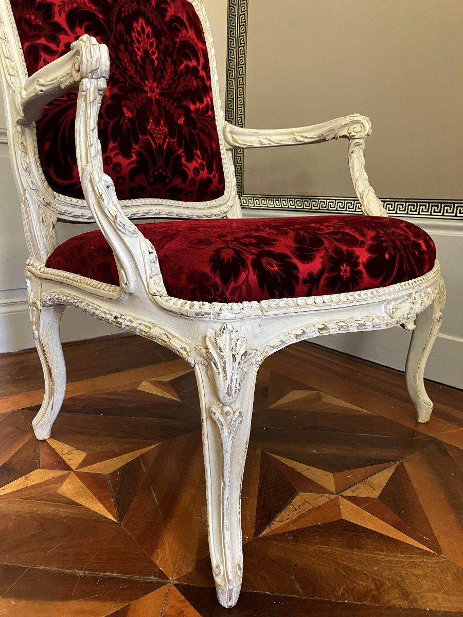 Louis XV Louis XVI Transition Period Armchair With Frame - Au Fer Gm Marks (princely?) -photo-3