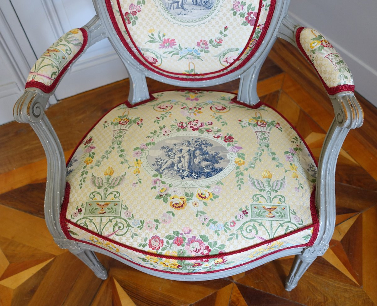 Claude Séné, Paire De Fauteuils Cabriolets Médaillons d'époque Louis XVI - Estampille-photo-6