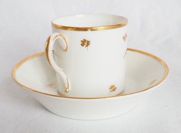 Brussels Porcelain Coffee Set : 6 Coffee Cups Gilt With Fine Gold And Polychromatic Birds Circa-photo-7