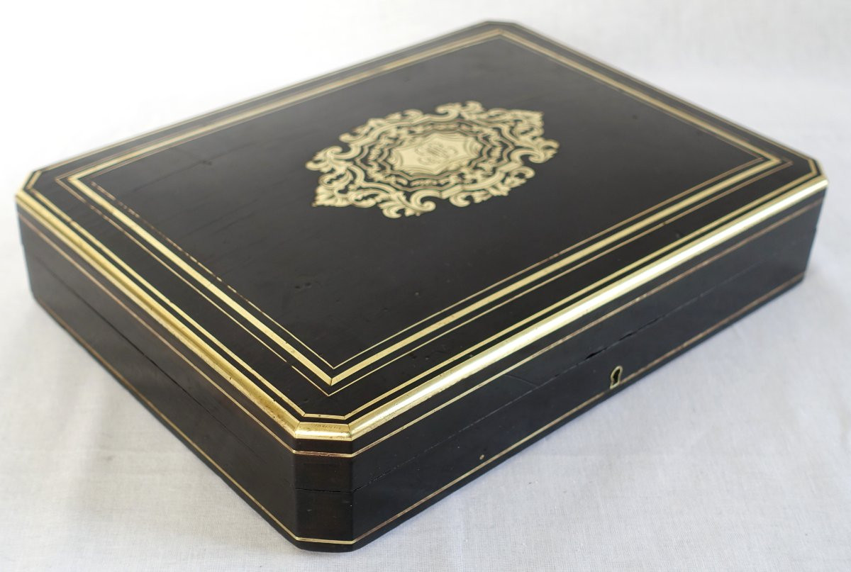 Ebony Wood And Boulle Marquetry Game Box / Box-photo-1
