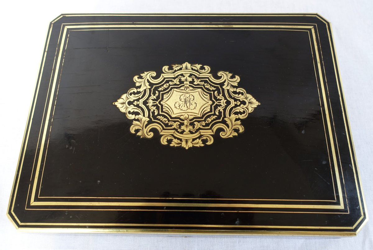 Ebony Wood And Boulle Marquetry Game Box / Box-photo-6