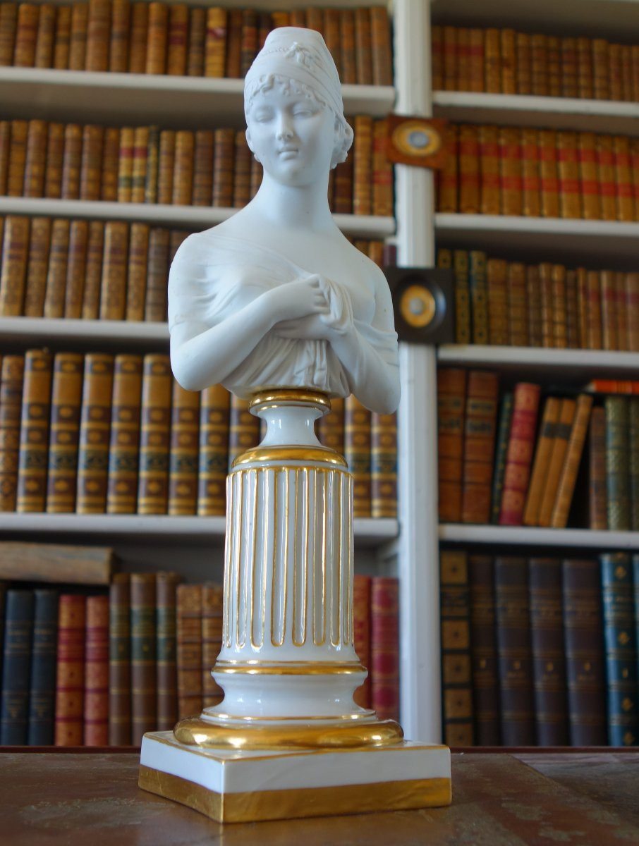 Niderviller - Attribué à, Buste De Madame Récamier En Biscuit De Porcelaine - Début 19e-photo-2