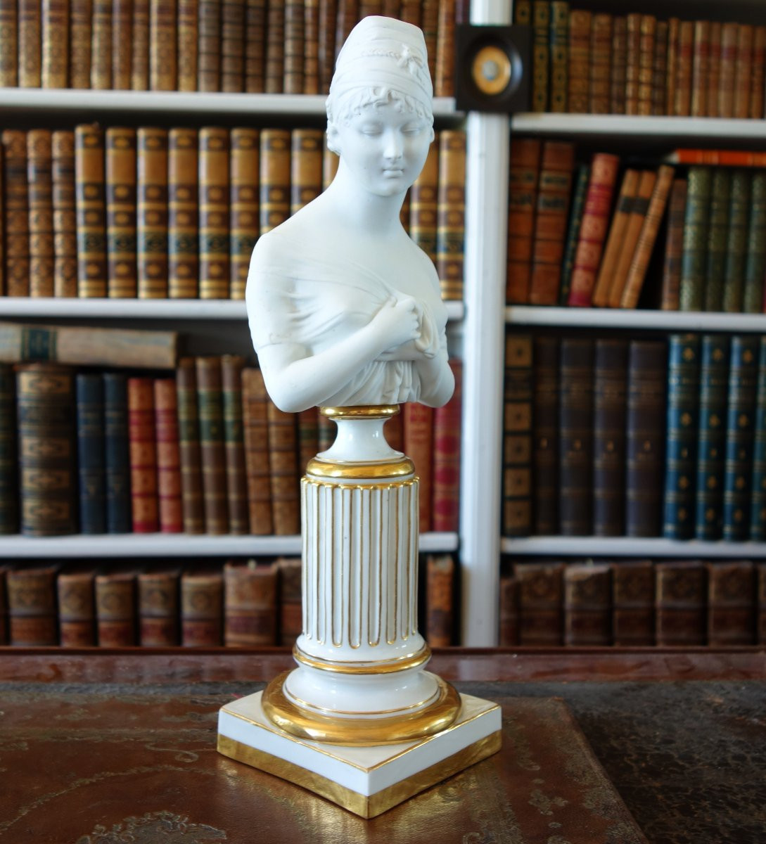 Niderviller - Attribué à, Buste De Madame Récamier En Biscuit De Porcelaine - Début 19e-photo-3