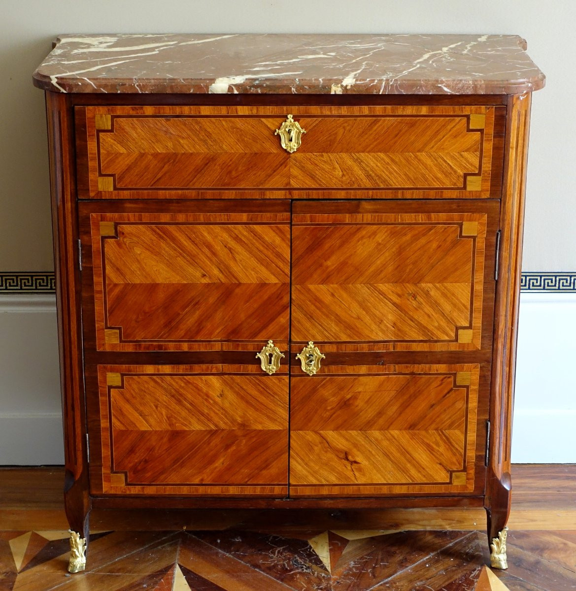 Transitional Period Marquetry Cardboard Cabinet -photo-3