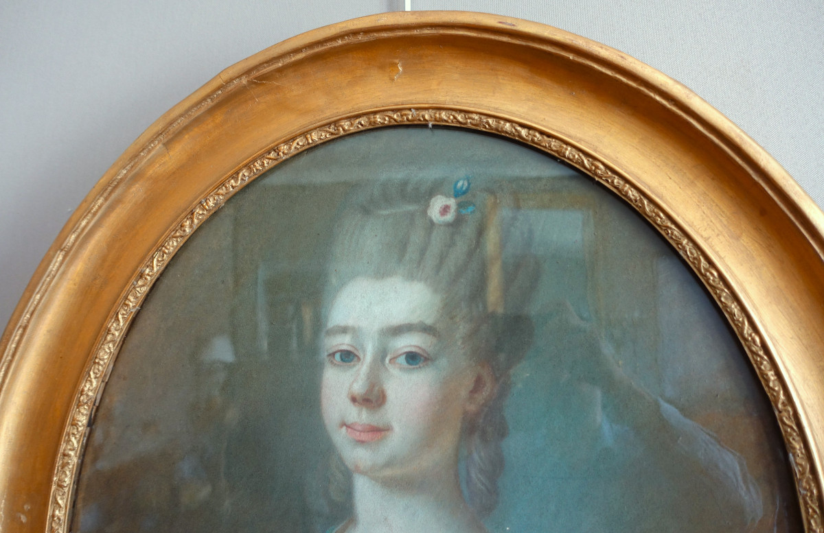 Ecole Française Du XVIIIe Siècle, Portrait De Dame Aristocrate En Flore, Pastel-photo-6