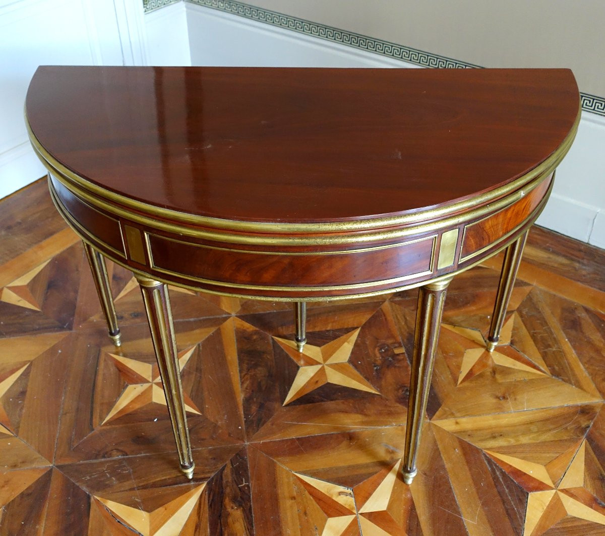 Half-moon Game Table / Mahogany Dining Table, Louis XVI Directoire Period, Late 18th Century-photo-3