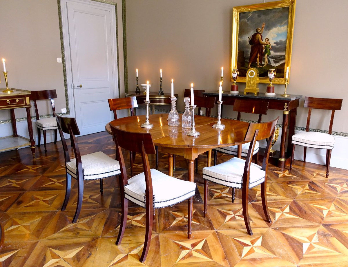 Table De Salle à Manger Louis XVI En Acajou Massif Avec Rallonge En Acajou - Début XIXe Siècle-photo-4