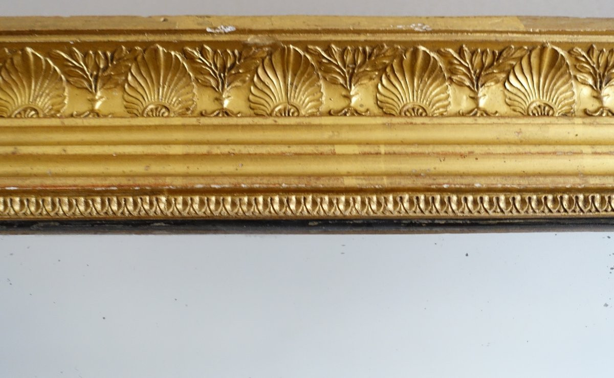 Large Mantel Mirror, Giltwood Frame, Mercury Glass, Empire Period - 157cm-photo-1