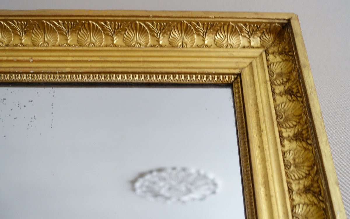 Large Mantel Mirror, Giltwood Frame, Mercury Glass, Empire Period - 157cm-photo-3