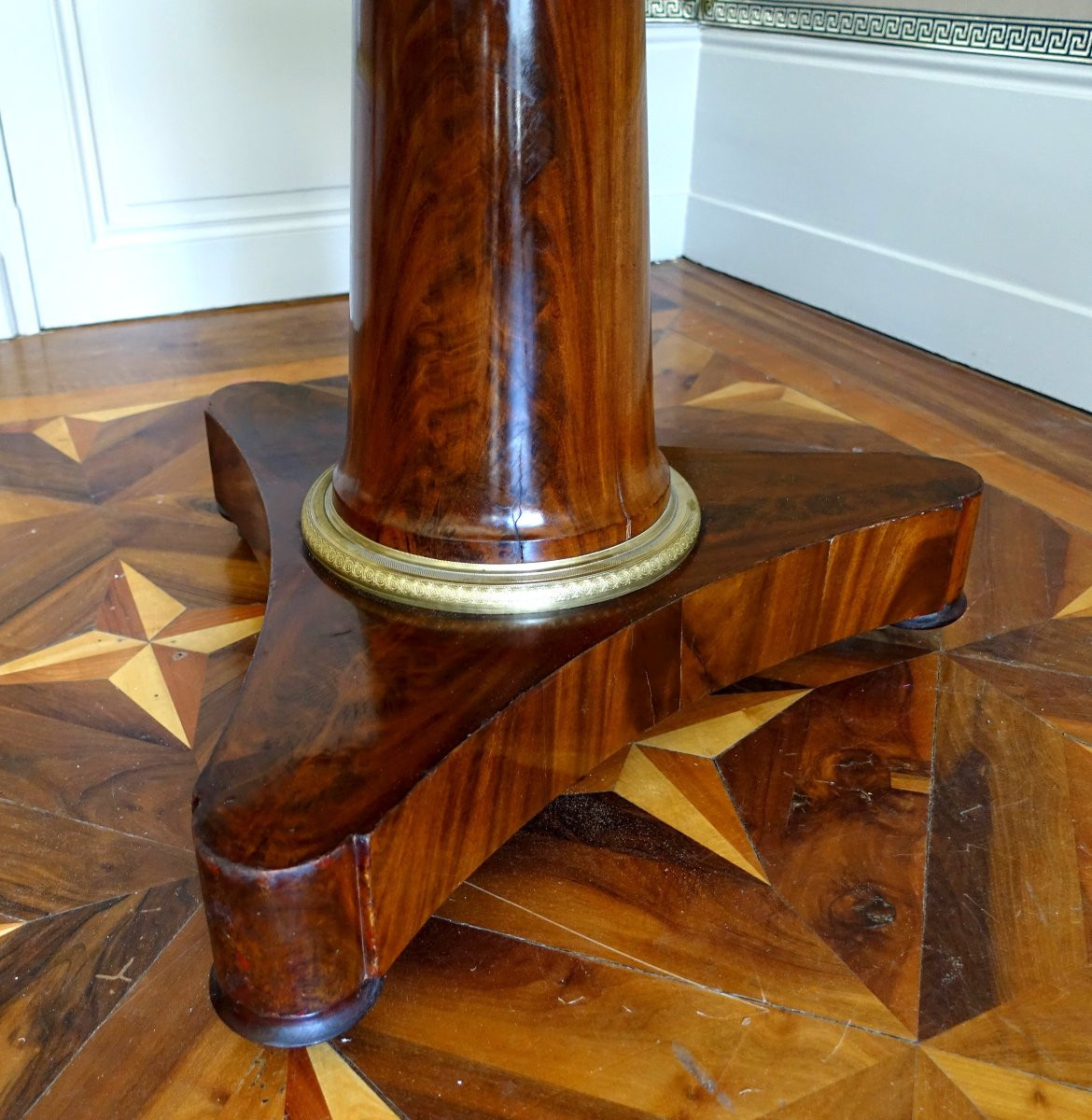 Empire Period Tripod Pedestal Table, Mahogany And Blue Turquin Marble-photo-1