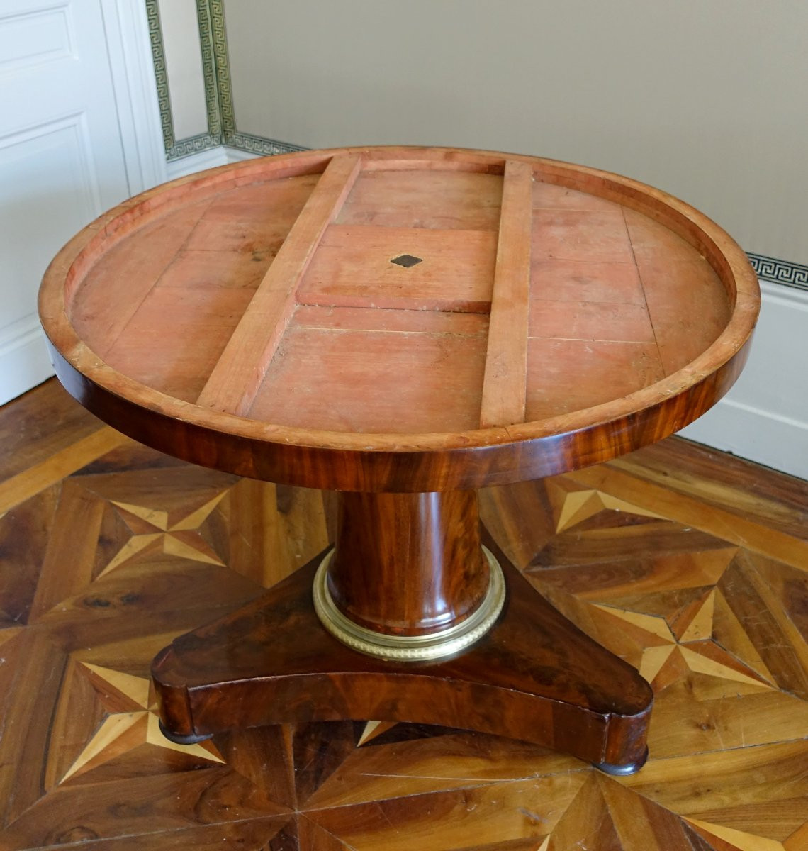 Empire Period Tripod Pedestal Table, Mahogany And Blue Turquin Marble-photo-3