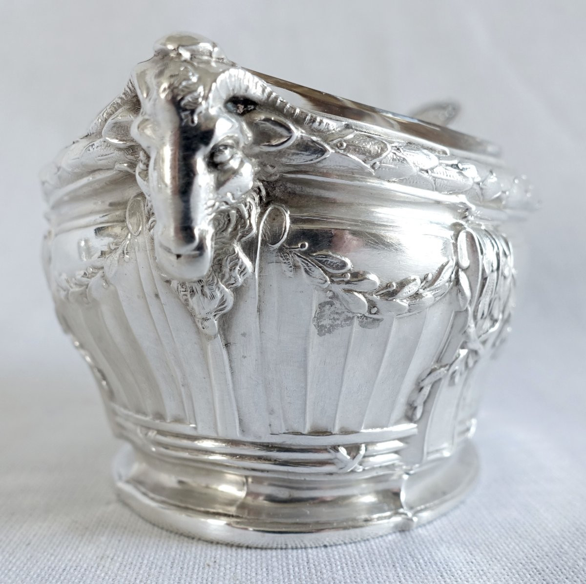 Puiforcat Set Of 4 Louis XVI Style Solid Silver Salt Cellars With Rams' Heads-photo-1