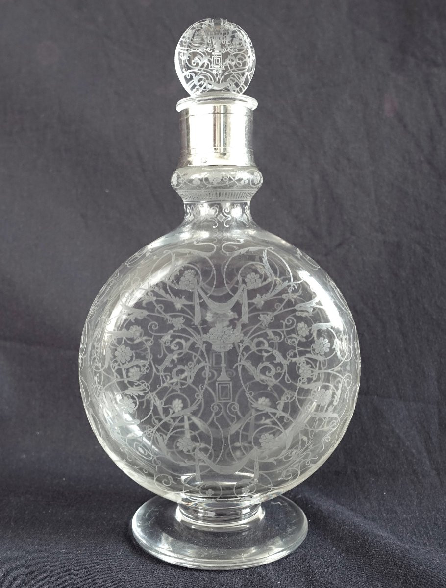 Baccarat - Carafe à Liqueur Modèle Michelangelo Monté Argent Massif, Minerve-photo-3