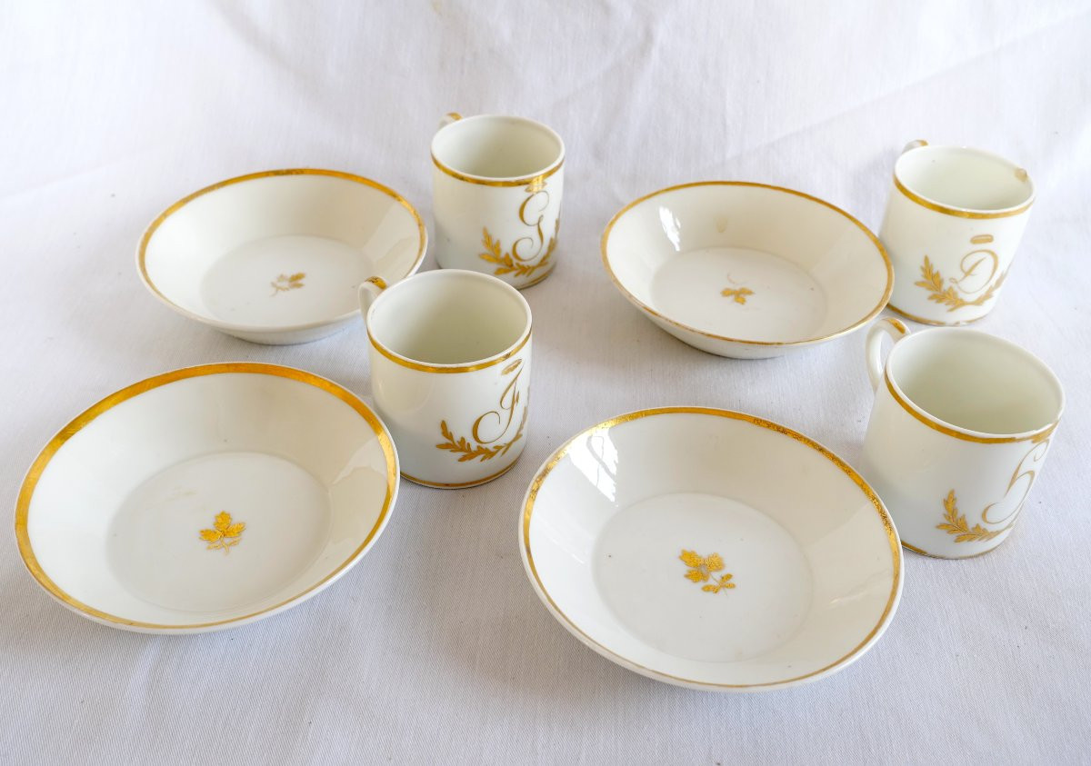 Suite de 4 tasses à café litrons à monogrammes d'époque Directoire vers 1800-photo-5