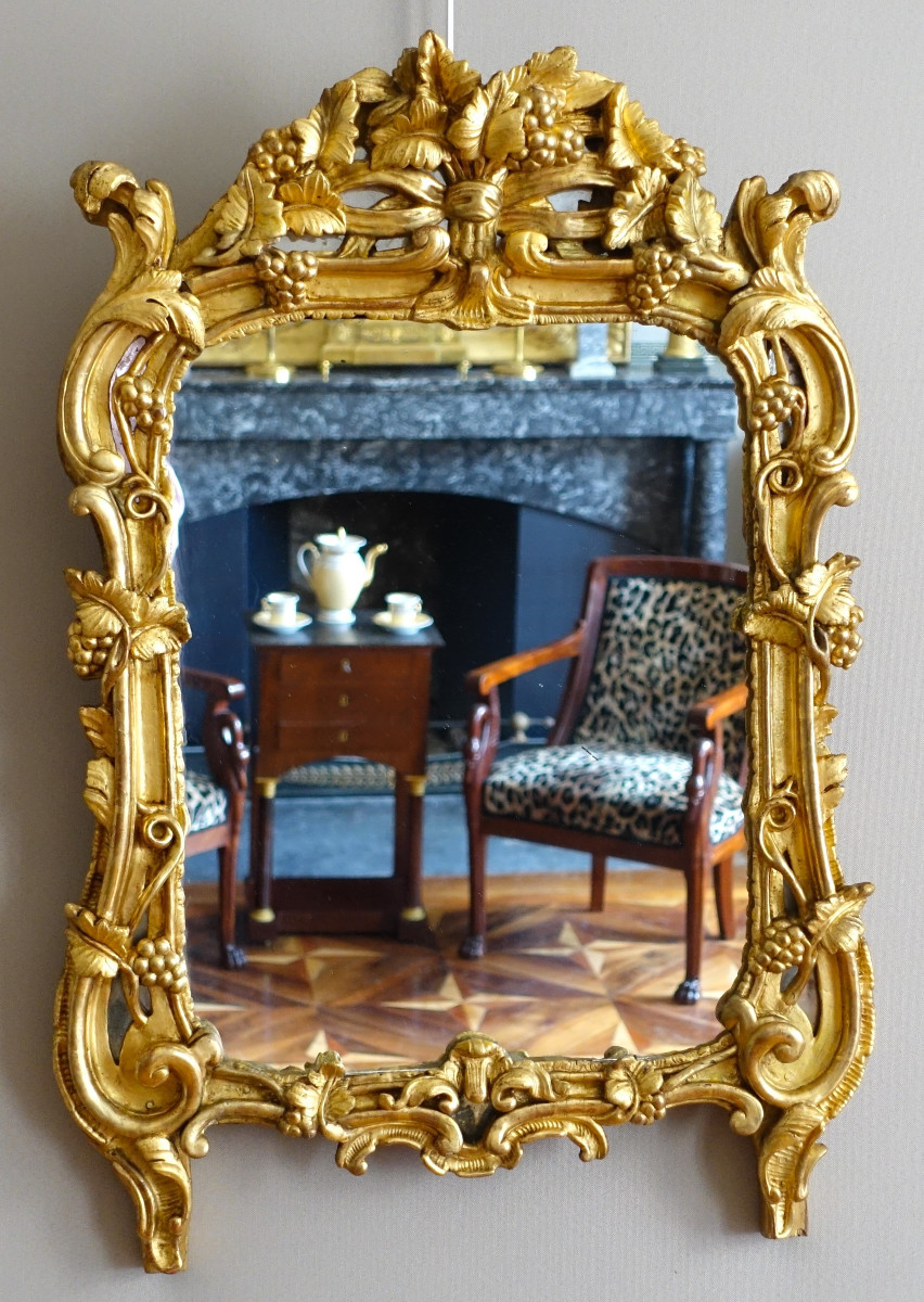 Large Gilt Wood Mirror - Louis XV Period - France, 18th Century Circa 1770-photo-2
