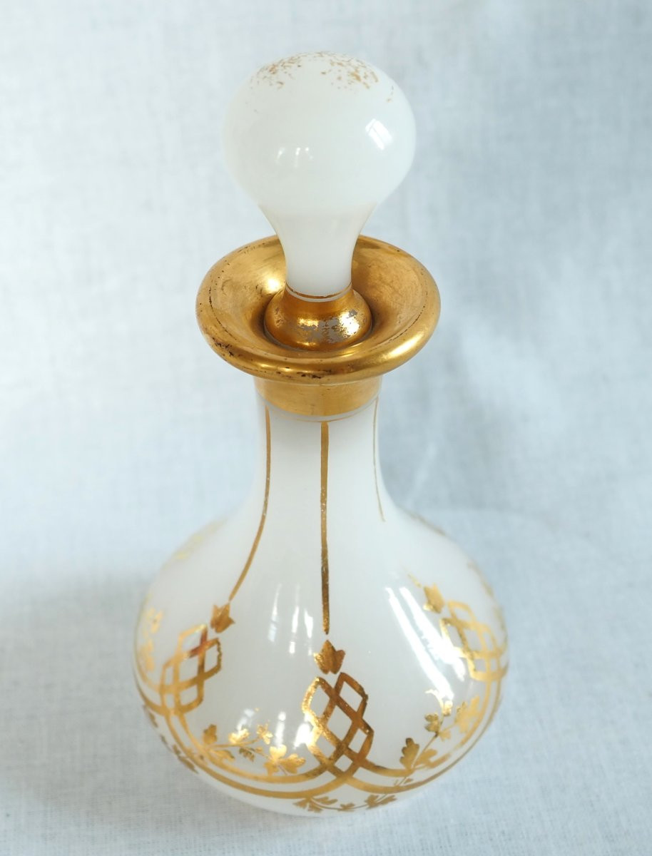   Baccarat: Orientalist Liqueur Bottle/carafe In Gilded Opaline Circa 1860-photo-3