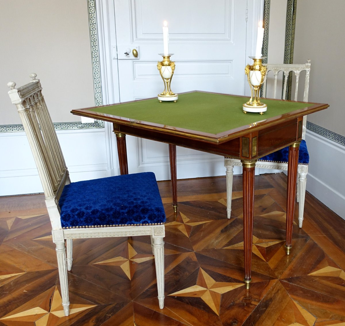 table à jeux Louis XVI en acajou -photo-7